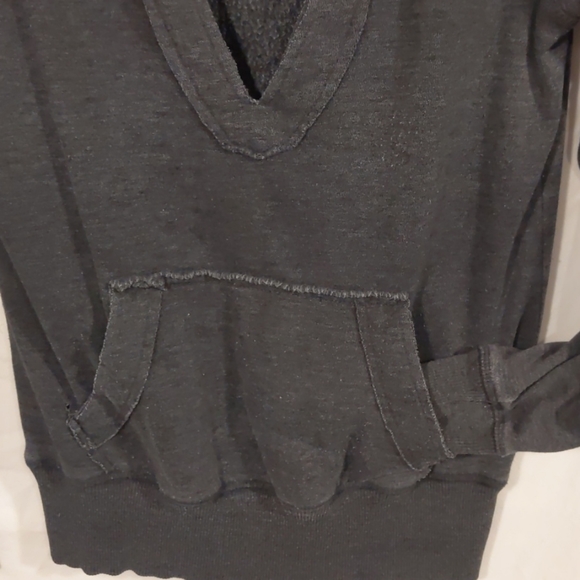 Vanity pull over deep v charcoal hoodie - Picture 3 of 5